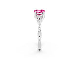 White gold Oval Cut Pink Sapphire Solitaire Engagement Ring with Celtic Knot Band and Four-Prong Setting_26