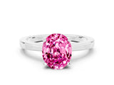 White gold Oval Cut Pink Sapphire Solitaire Engagement Ring with Classic Band and Four-Prong Setting_52