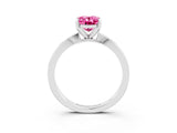 White gold Oval Cut Pink Sapphire Solitaire Engagement Ring with Classic Band and Four-Prong Setting_55
