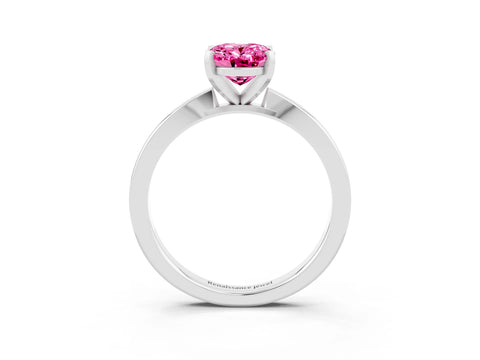 White gold Oval Cut Pink Sapphire Solitaire Engagement Ring with Classic Band and Four-Prong Setting_55