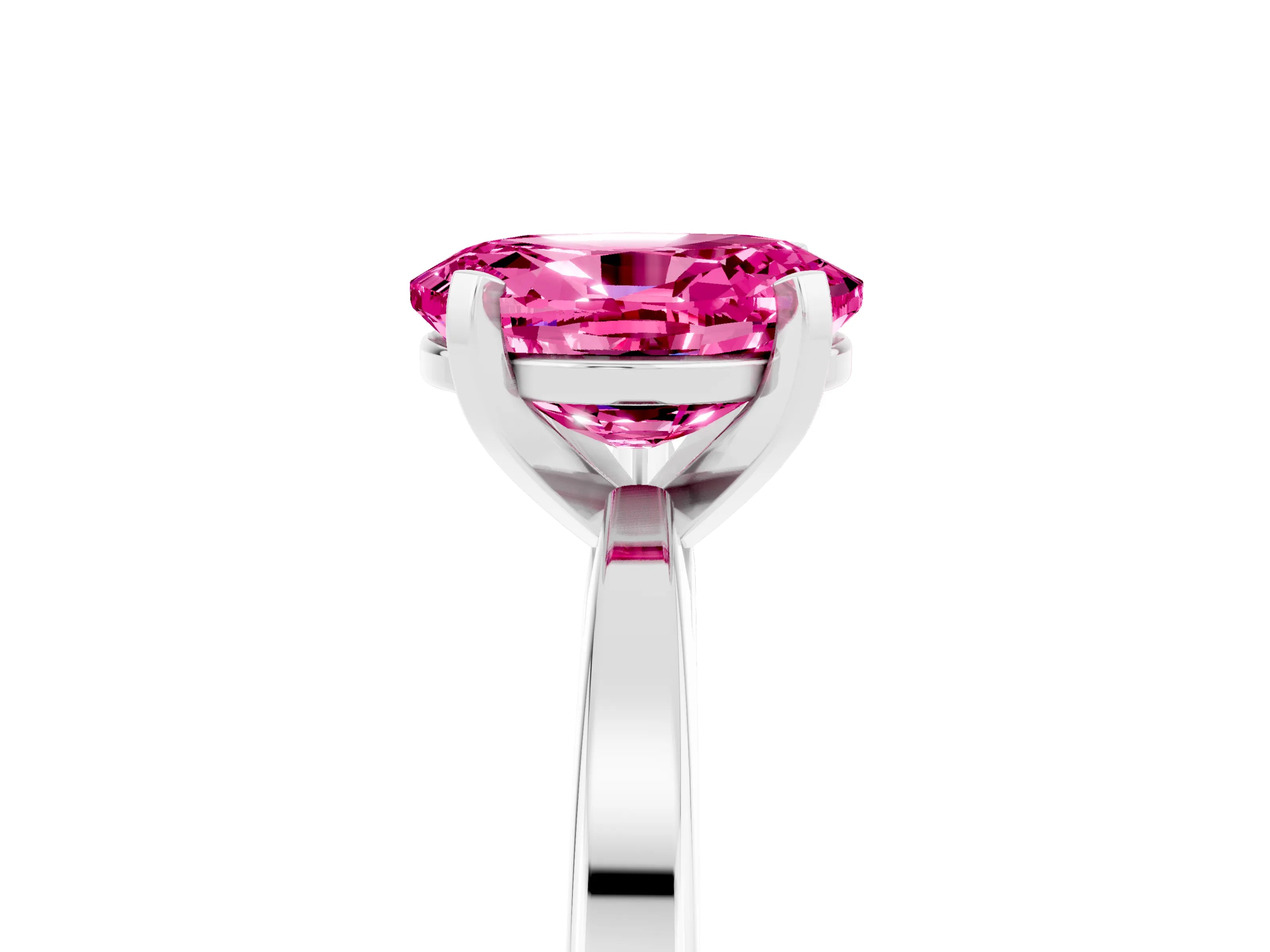 White gold Oval Cut Pink Sapphire Solitaire Engagement Ring with Classic Band and Four-Prong Setting_57