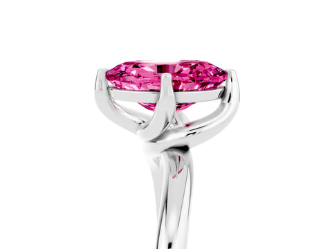 White gold Oval Cut Pink Sapphire Solitaire Engagement Ring with Four-Prong Setting and Classic Band_17