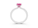 White gold Oval Cut Pink Sapphire Solitaire Engagement Ring with Pavé Band and Four-Prong Setting_27