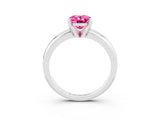 White gold Oval Cut Pink Sapphire Solitaire Engagement Ring with Round Band and Four-Prong Setting_27