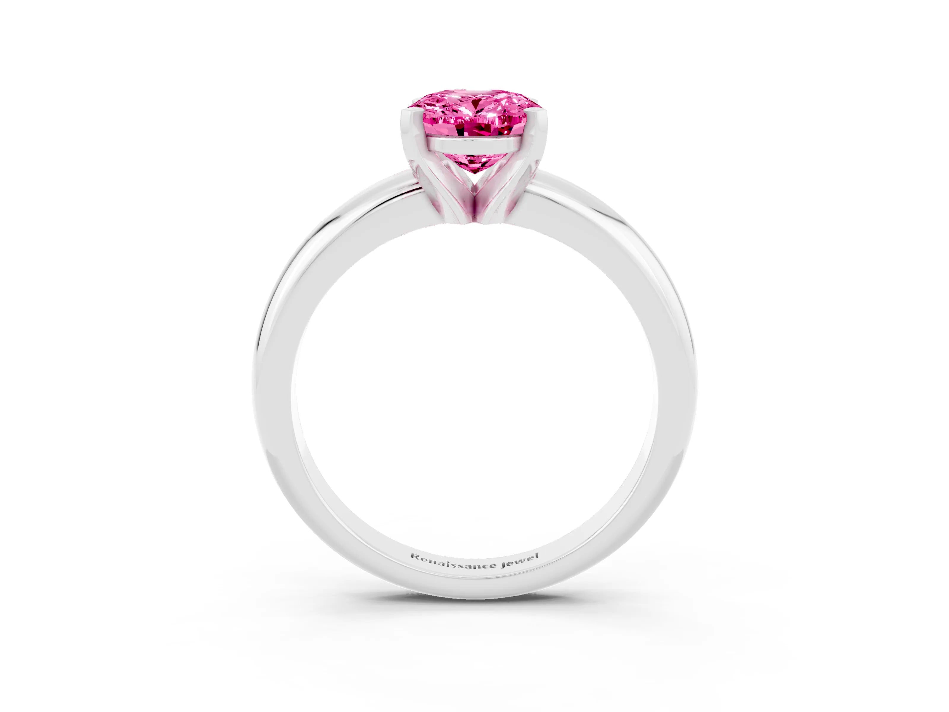 White gold Oval Cut Pink Sapphire Solitaire Engagement Ring with Round Band and Four-Prong Setting_27