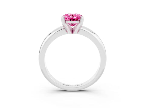 White gold Oval Cut Pink Sapphire Solitaire Engagement Ring with Round Band and Four-Prong Setting_27