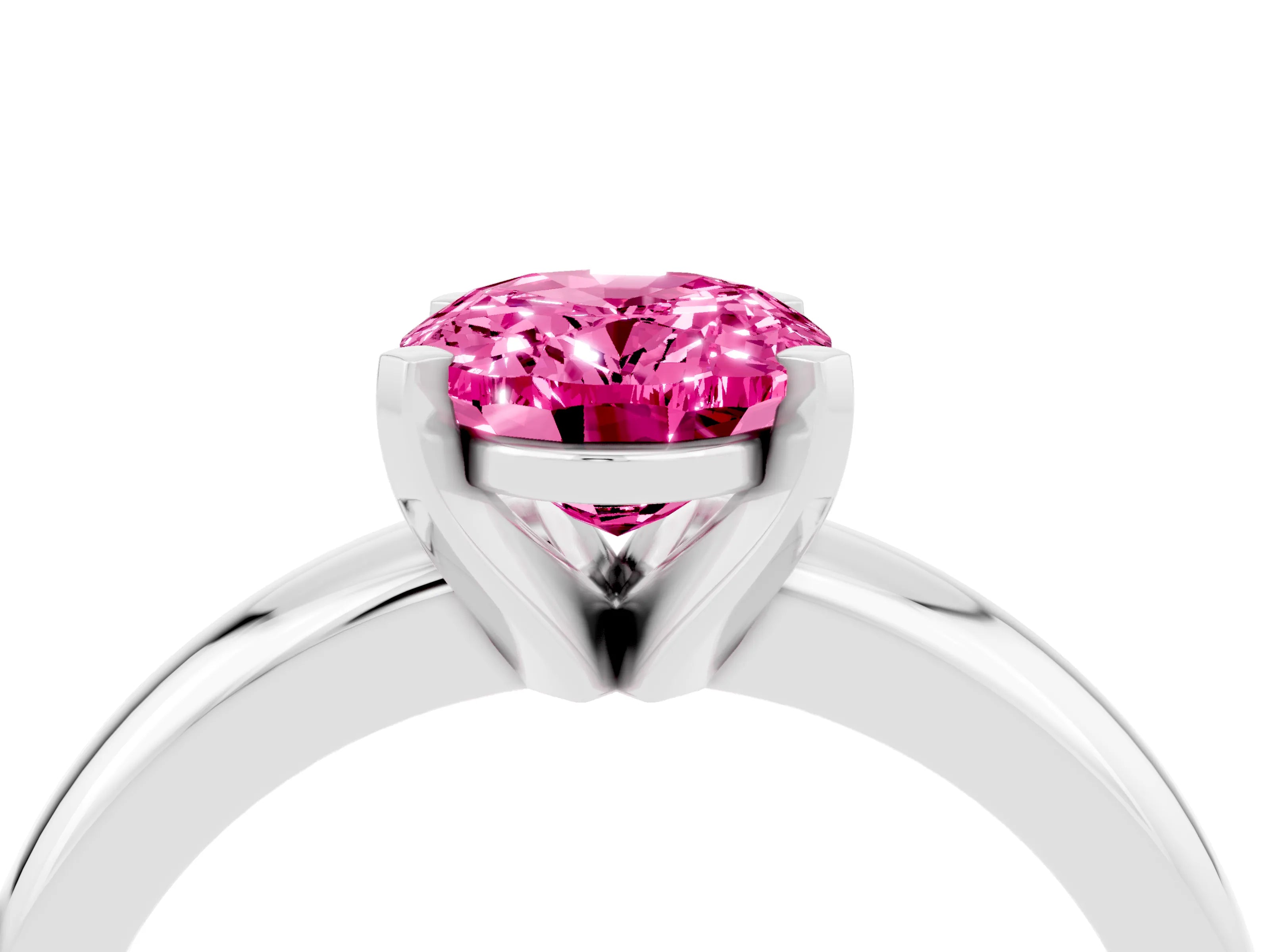 White gold Oval Cut Pink Sapphire Solitaire Engagement Ring with Round Band and Four-Prong Setting_28