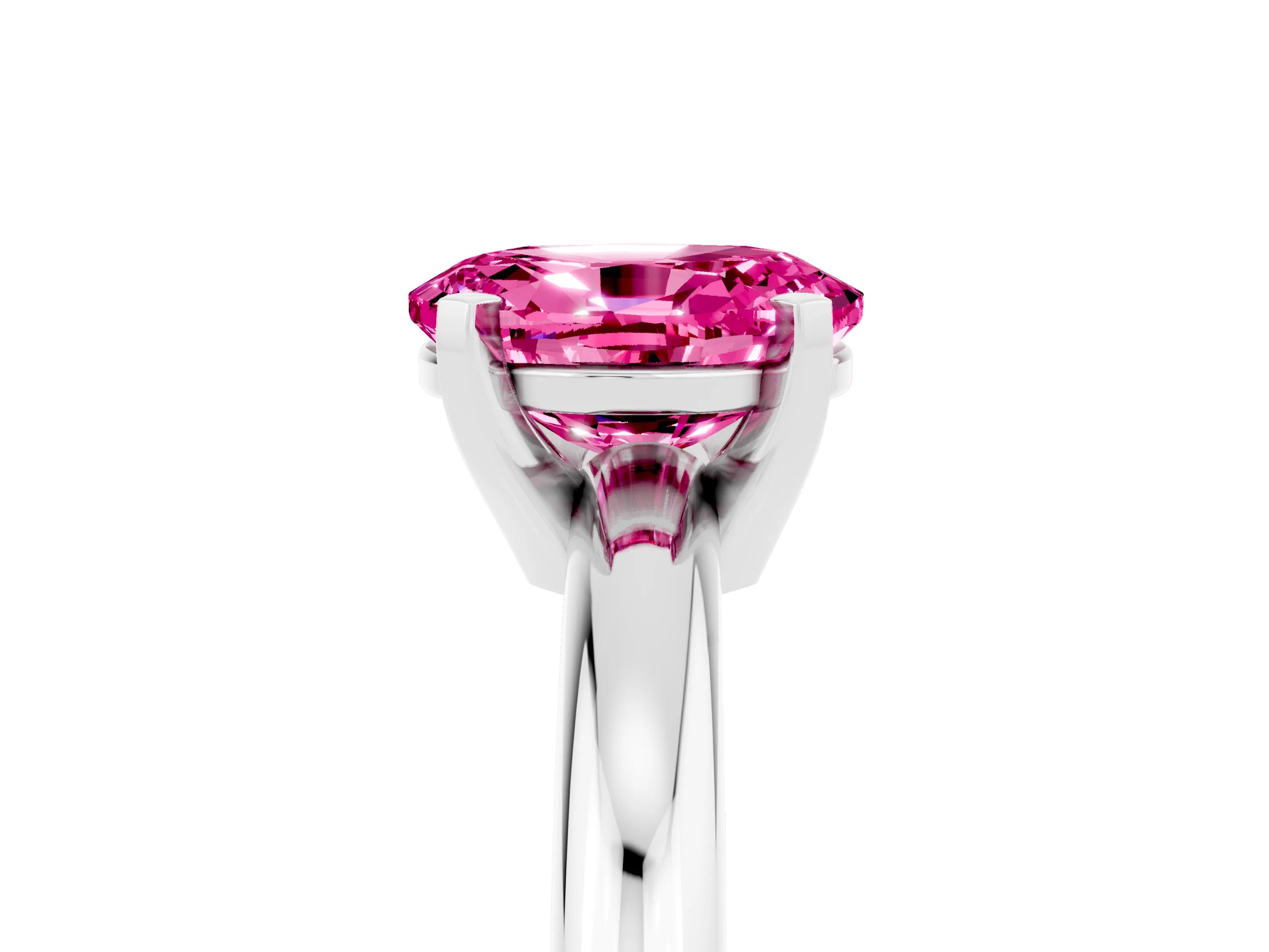 White gold Oval Cut Pink Sapphire Solitaire Engagement Ring with Round Band and Four-Prong Setting_29