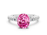 White gold Oval Cut Pink Sapphire Solitaire Pavé Band with Four-Prong Setting_24