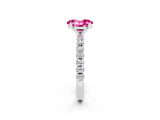 White gold Oval Cut Pink Sapphire Solitaire Pavé Band with Four-Prong Setting_26