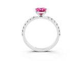 White gold Oval Cut Pink Sapphire Solitaire Pavé Band with Four-Prong Setting_27