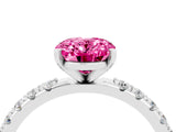 White gold Oval Cut Pink Sapphire Solitaire Pavé Band with Four-Prong Setting_28