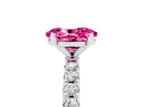 White gold Oval Cut Pink Sapphire Solitaire Pavé Band with Four-Prong Setting_29