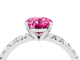 White gold Oval Cut Pink Sapphire Solitaire Pavé Engagement Ring with Round Band and Prong Setting_16