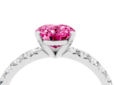 White gold Oval Cut Pink Sapphire Solitaire Pavé Engagement Ring with Round Band and Prong Setting_82