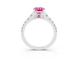 White gold Oval Cut Pink Sapphire Solitaire Ring with Cathedral Setting and Pavé Band_27