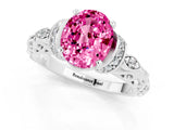 White gold Oval Cut Pink Sapphire Solitaire Ring with Filigree Band and Four-Prong Setting_49