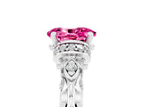 White gold Oval Cut Pink Sapphire Solitaire Ring with Filigree Band and Four-Prong Setting_53