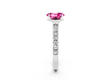 White gold Oval Cut Pink Sapphire Solitaire Ring with Pavé Accents and Four-Prong Setting_26