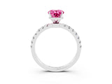 White gold Oval Cut Pink Sapphire Solitaire Ring with Pavé Accents and Four-Prong Setting_27