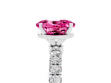 White gold Oval Cut Pink Sapphire Solitaire Ring with Pavé Accents and Four-Prong Setting_29
