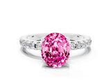 White gold Oval Cut Pink Sapphire Solitaire Ring with Pavé Band and Four-Prong Setting_60
