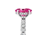 White gold Oval Cut Pink Sapphire Solitaire Ring with Pavé Band and Four-Prong Setting_65