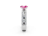 White gold Oval Cut Pink Sapphire Solitaire Ring with Pavé and Channel Set Band_26