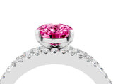 White gold Oval Cut Pink Sapphire Solitaire Ring with Pavé and Channel Set Band_28