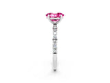 White gold Oval Cut Pink Sapphire Solitaire Ring with Pave Band and Four Prong Setting_50
