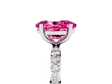 White gold Oval Cut Pink Sapphire Solitaire Ring with Pave Band and Four Prong Setting_53