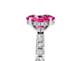 White gold Oval Cut Pink Sapphire Solitaire Ring with Round  Pavé Band and Four-Prong Setting_53