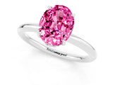 White gold Oval Cut Pink Sapphire Solitaire Ring with Thin Band and Four-Prong Setting_37