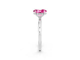 White gold Oval Cut Pink Sapphire Solitaire Ring with Thin Band and Four-Prong Setting_38