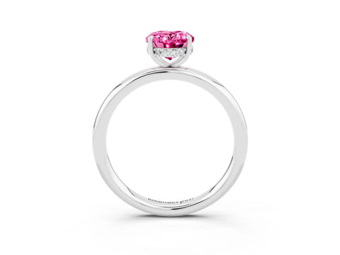 White gold Oval Cut Pink Sapphire Solitaire Ring with Thin Band and Four-Prong Setting_39