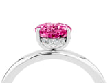 White gold Oval Cut Pink Sapphire Solitaire Ring with Thin Band and Four-Prong Setting_40