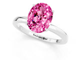 White gold Oval Cut Pink Sapphire Solitaire Ring with Thin Band and Prong Setting_13