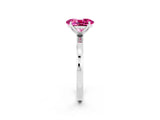 White gold Oval Cut Pink Sapphire Solitaire Ring with Thin Band and Prong Setting_14