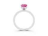 White gold Oval Cut Pink Sapphire Solitaire Ring with Thin Band and Prong Setting_15