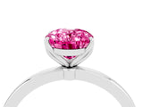 White gold Oval Cut Pink Sapphire Solitaire Ring with Thin Band and Prong Setting_16