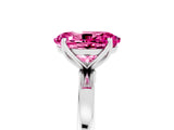White gold Oval Cut Pink Sapphire Solitaire Ring with Thin Band and Prong Setting_17