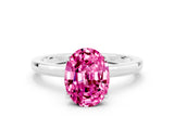 White gold Oval Cut Pink Sapphire Solitaire Ring with Thin Band and Prong Setting_36