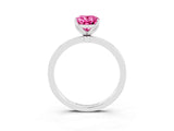 White gold Oval Cut Pink Sapphire Solitaire Ring with Thin Band and Prong Setting_39