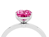 White gold Oval Cut Pink Sapphire Solitaire Ring with Thin Band and Prong Setting_40