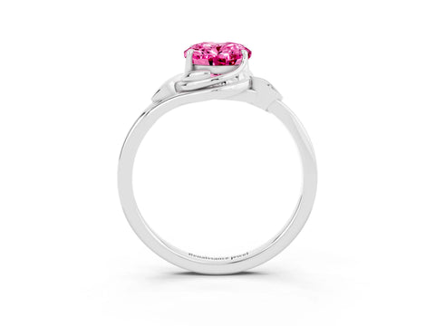 White gold Oval Cut Pink Sapphire Solitaire Ring with Twist Band and Four-Prong Setting_39