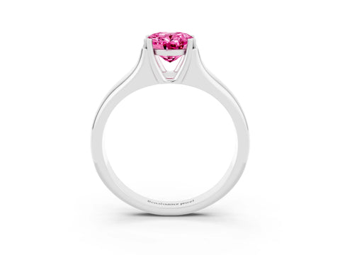 White gold Oval Cut Pink Sapphire Solitaire Ring with Wide Band and Prong Setting_27