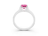 White gold Oval Cut Pink Sapphire Solitaire Ring with Wide Band and Prong Setting_27