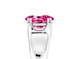 White gold Oval Cut Pink Sapphire Solitaire Ring with Wide Band and Prong Setting_29