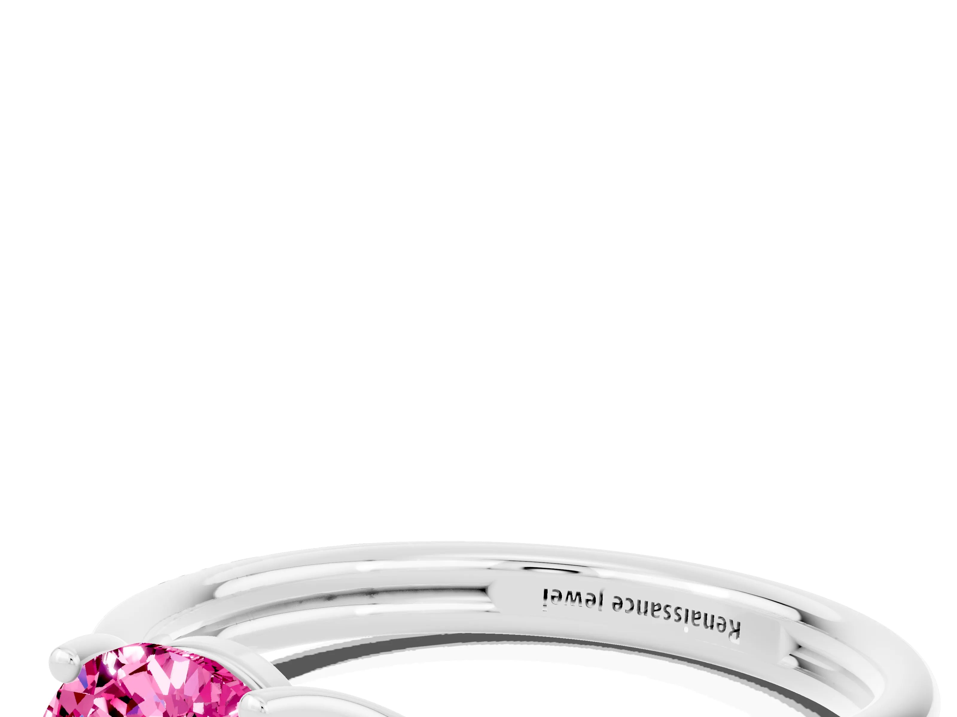 White gold Oval Cut Pink Sapphire Solitaire Twist Band Prong Setting Ring_84