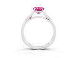White gold Oval Cut Pink Sapphire Solitaire Twist Band Prong Setting Ring_87
